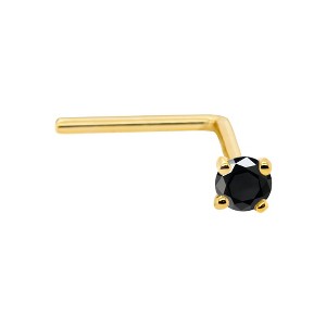Jewelry Avalanche 22G 14K Gold L-shape Nose Stud with Black Diamond - 1 of 2