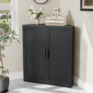 Spassway Trapezoidal Wood Corner Cabinet Freestanding Corner Shelf with 5 Doors Storage Cabinet for Living Room Bathroom Kitchen Bedroom - 1 of 4