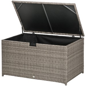 FURNIinspire Utility Storage Cabinet 113 Gallon Deck Box Rattan Outdoor Storage Box Waterproof Storage Container For Indoor, Grey, 47.2"*6.70"*30.7" - 1 of 4