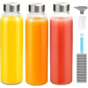 Glass Juice Bottles with Stainless Steel Lids, 18 oz Reusable Leak Proof Jars, Set of 6 - 1 of 4