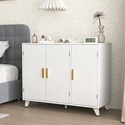Resenkos 4-Door Modern Storage Cabinet, Buffet, Sideboard, Cupboard, Entryway Accent Storage Table, Gold