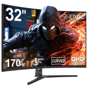 Z-EDGE UG32 32" 170Hz 2K Curved Gaming Monitor, QHD(2560x1440), Frameless LED Gaming Monitor, AMD Freesync, Display Port & HDMI - 1 of 4
