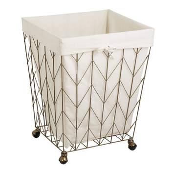 Honey-Can-Do Set of 2 Collapsible Rubber Laundry Baskets With Bins,  WarmGrey & White