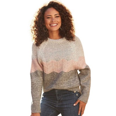Women's Color Block Chevron Sweater - LASCANA