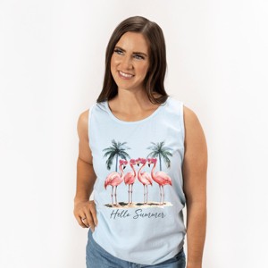 Simply Sage Market Hello Summer Flamingos Garment Dyed Tank - 1 of 3