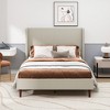 High Headboard Upholstered Bed, Bed Frame, 12-Slat Support, Easy to Assemble, Beige, Chenille Cloth, No Box Spring Needed - 2 of 4