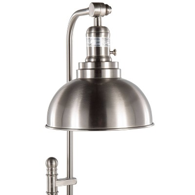 Emery Adjustable Nickel Industrial Floor Lamp with Metal Shade