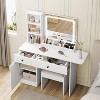LED Makeup Vanity Desk Set, Lighted Mirror, Charging Station&Stool, Storage Cabinet - 4 of 4