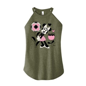 Women's - Disney - Minnie Mouse with Flowers & Butterflies Graphic High Neck Tank - 1 of 3