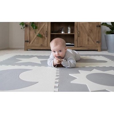 Beige and White Extra Large Non-Toxic Foam Baby Play Mat