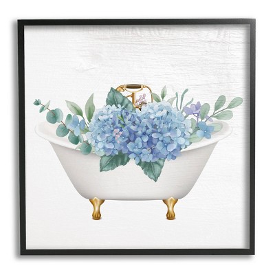 Stupell Industries Chic Bathtub Hydrangea Blossoms Framed Giclee Art