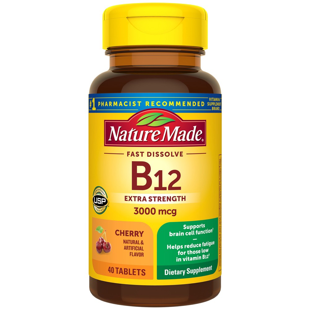 Photos - Vitamins & Minerals Fast Nature Made Vitamin B12 Sublingual 3000 mcg, Energy Metabolism Support Lozenges - 40ct 