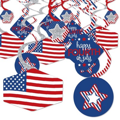 Big Dot of Happiness 4th of July - Independence Day Hanging Decor - Party Decoration Swirls - Set of 40