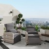 Garvee Outdoor Recliner Chair, Rattan Lounge Chair with Adjustable Backrest & Footrest, 150° Lay Flat, Flip-Up Table, Removable Cushion - 2 of 4