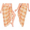 LA LEELA Women's Beachwear Summer Beach Wrap Bikini Wraps Sarong Skirt Swimsuit Swimwear Coverups Swim Cover Ups for Womens One Size Orange,Check - 2 of 4