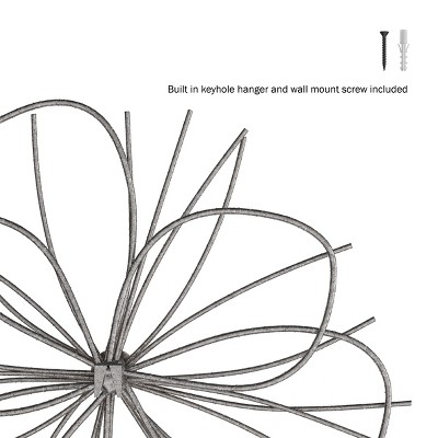 Silver and Gold Layered Wire Flower Wall Sculpture