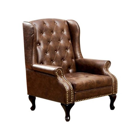 Vaugh Traditional Wing Accent Chair Chocolate Benzara Target