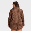 Women's Satin Notch Collar Long Sleeve Shirt and Shorts Pajama Set - Auden™ - 2 of 3