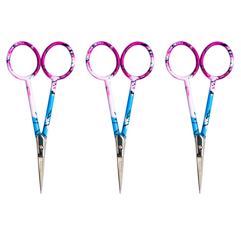 Photos - Accessory Singer Set of 3 4" Forged Embroidery Scissors with Pastel Printed Handle 