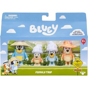 Bluey Family Trip 4-Pack, 2.5 inch Figures, Beach Dad, Mum, Bluey & Bingo, Ages 3+, Toddler Toys - 1 of 1