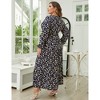 Clearlove Women's Plus Size V-Neck Long Sleeves A-Line Pleated Floor Length Formal Dress - 4 of 4