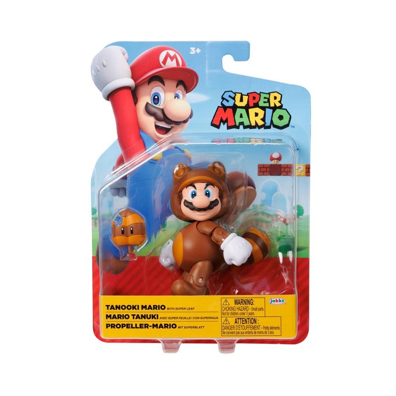 Nintendo Super Mario 4&#34; Tanooki Mario with Super Leaf Action Figure, 2 of 5