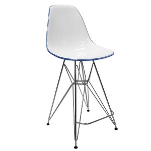 LeisureMod Cresco Mid Century Modern Acrylic Counter Height Barstool with Chrome Base – Ideal for Kitchens and Dining Rooms - 1 of 4