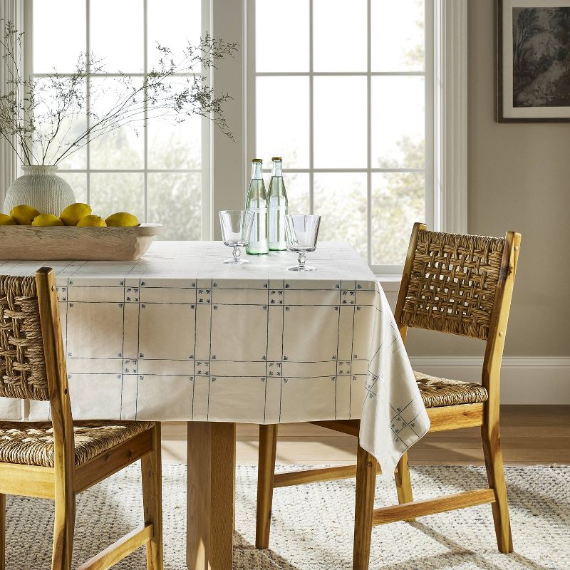 60&#34;x84&#34; Windowpane Oiled Tablecloth Blue - Threshold&#8482; designed with Studio McGee, 3 of 5