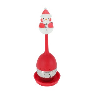 Unique Bargains Tea Infuser Snowman Tea Infuser Hand Wash Only Style Silicone Stainless Steel Red 2.17"x6.1" 1Set - 1 of 4