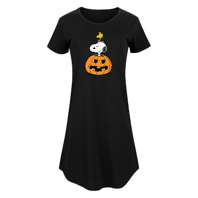 Women's - Peanuts - Snoopy Woodstock Pumpkin Graphic T-shirt Dress