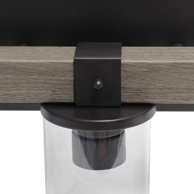 Rustic Restored Wood Look 3-Light Bath Vanity with Glass Shades