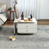 RISOKEYS Extendable Coffee Table with Storage - Reversible Living Room Table with 2 Drawers and 6 Wheels, White Modern Style Square Coffee Table - 4 of 4