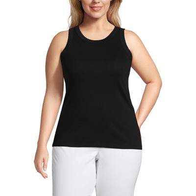 Lands' End Women's 2x2 Rib Crew Neck Tank Top