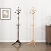 SEVOBAL Freestanding Coat Rack Solid Wood 10 Hook Stand with 3 Tiers for Entryway Storage and Organization, Brown, 17.5"*17.5"*72" - 2 of 4