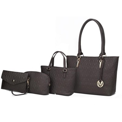 MKF Collection Edelyn Embossed M Signature Vegan Leather Women’s Tote Bag by Mia K – 4 Pcs set