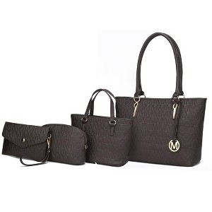 MKF Collection Edelyn Embossed M Signature Vegan Leather Women’s Tote Bag by Mia K – 4 Pcs set - 1 of 1
