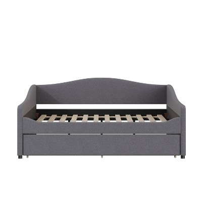 Bellemave Full Size Upholstered Daybed with Trundle,Teddy Fleece Full Daybed Frame, for Bedroom,Living Room,Gray