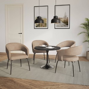 LeisureMod Verve 5-Piece Dining Set with 36" Round Dining Table in Black MDF Top and 4 Dining Chairs - 1 of 4