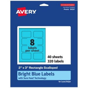 Avery Bright Blue Paper Labels, 2" x 3" Rectangle Scalloped - 1 of 4