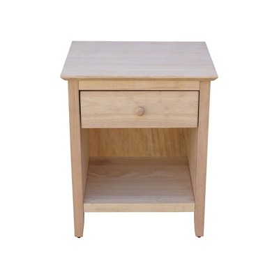 Light Wood 1-Drawer Nightstand with Tapered Legs