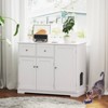 Costway Cat Litter Box Enclosure with 2 Drawers 3 Doors Anti-Toppling Devices Storage - 2 of 4