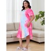 Women's Plus Size V-Neck Tie-Dye Curved Hem Short Sleeve Sleepdress - Agnes Orinda - 3 of 4