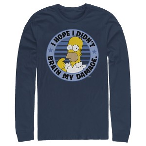 Men's The Simpsons Brain My Damage Long Sleeve Shirt - 1 of 4