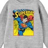 Superman Flying Above City Crew Neck Long Sleeve Athletic Heather Boy's Sweatshirt - 2 of 2