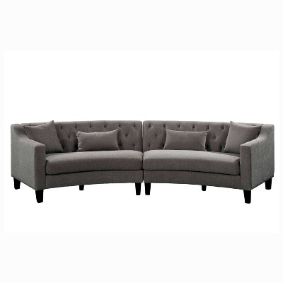 Amelie Button Tufted Curved Sectional Warm Gray - Homes: Inside + Out ...