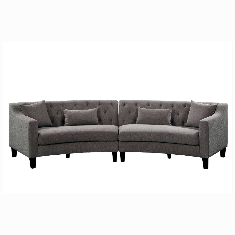 Photos - Sofa Amelie Button Tufted Curved Sectional Warm Gray - HOMES: Inside + Out