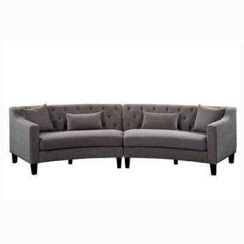 Amelie Button Tufted Curved Sectional Warm Gray - HOMES: Inside + Out