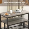 Aukfa Dining Table Set for 4, Kitchen Room Table Set with 2 Benches, 3-Piece Dining Chairs Set for Breakfast Nook, Grey - 4 of 4