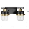 Progress Lighting Beckner 2-Light Vanity Light, Matte Black, Industrial-Style Shades, Damp Rated - 2 of 3