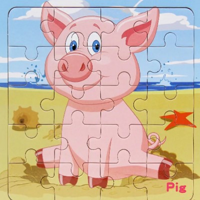 Boersma Children's Wooden Puzzle – Cat Theme with Poultry & Farm Animals, Educational Toy for Toddlers, Durable & Safe Early Learning Gift